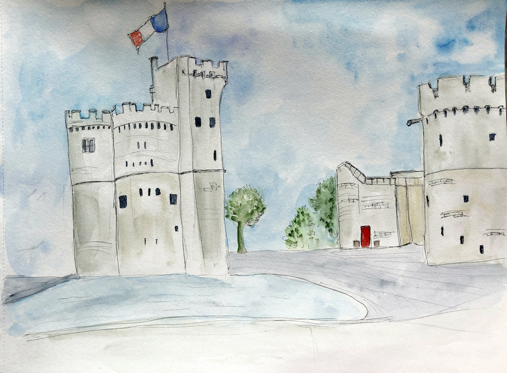 Vieux port de La Rochelle à l'aquarelle