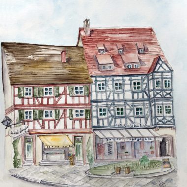 Restaurant de Gengenbach en Allemagne à l'aquarelle