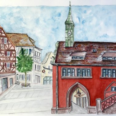 Altes Rathaus de Lahr/Schwarzwald à l'aquarelle