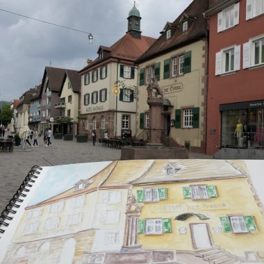 L'Hôtel "Gasthof zur Sonne" à Oberkirch à l'aquarelle