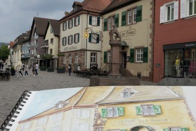 L'Hôtel "Gasthof zur Sonne" à Oberkirch à l'aquarelle