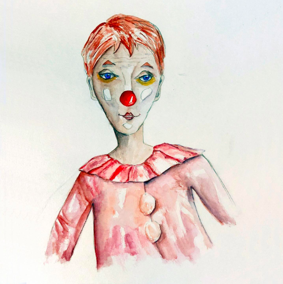 Clown Samy à l'aquarelle