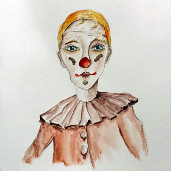 Le Clown Roméo à l'aquarelle