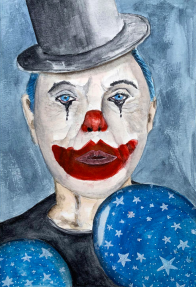 Clown Anthony Hopkins à l'aquarelle