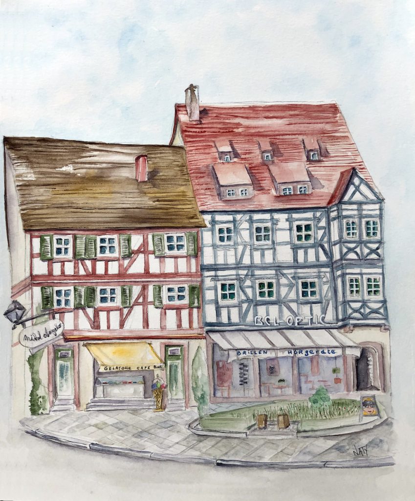 Restaurant de Gengenbach en Allemagne à l'aquarelle