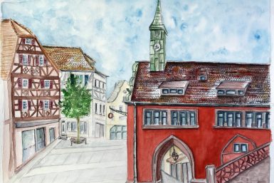 Altes Rathaus de Lahr/Schwarzwald à l'aquarelle