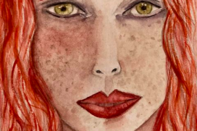 portrait d'une jeune fille rousse à l'aquarelle par Naty